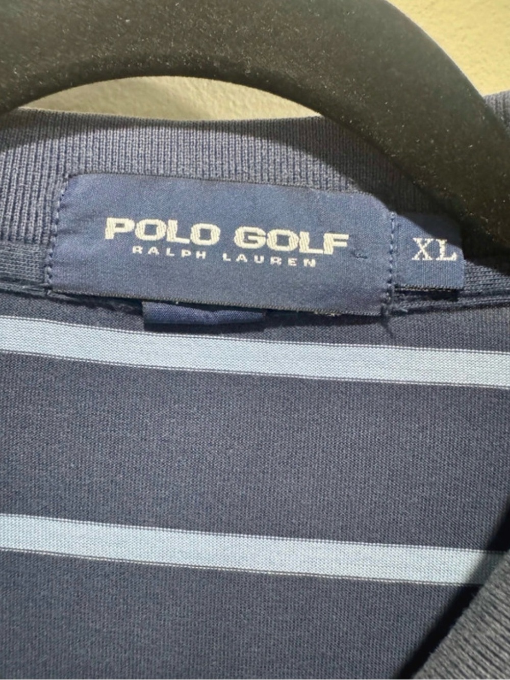 Polo Golf Ralph Lauren Striped Polo Shirt XL Navy Light Blue Horse Logo - Picture 3 of 4